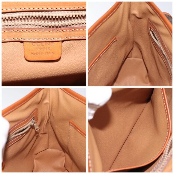 CELINE Macadam Canvas Hand Bag PVC Leather Brown Gold Auth - Picture 15 of 16